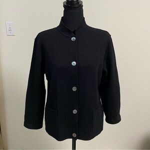 Eileen Fisher Coat Women’s Size Medium Black Merino Wool Blend Blazer Coat